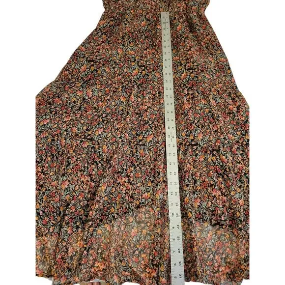 BB Dakota By Steve Madden Women’s Chiffon Midi Dress Black Ditsy Floral Medium - Picture 6 of 10